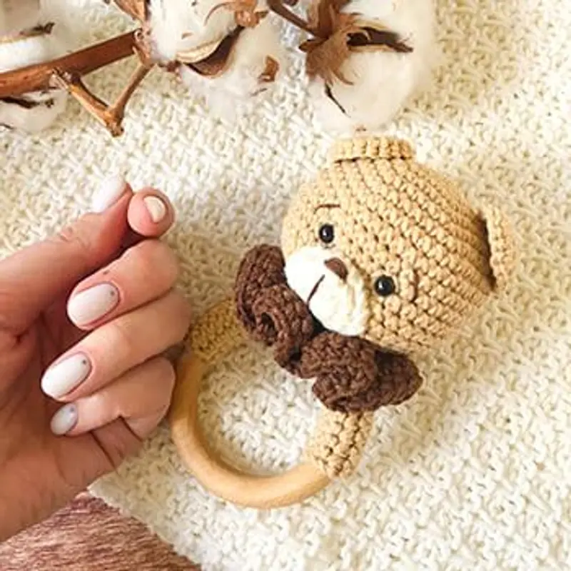 Crochet Bear Baby Rattle PDF Amigurumi